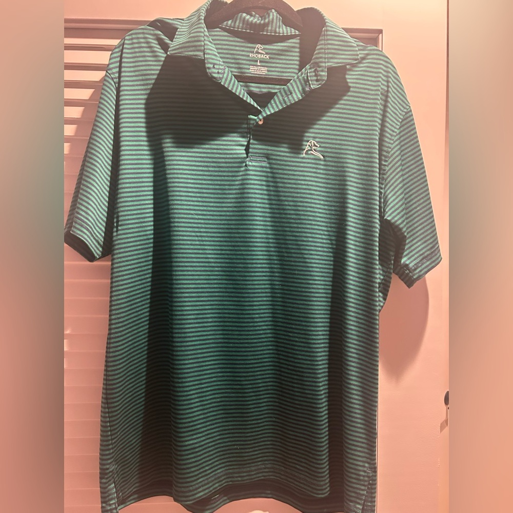 Men's Rhoback Striped Polo Shirt - Green/Black
